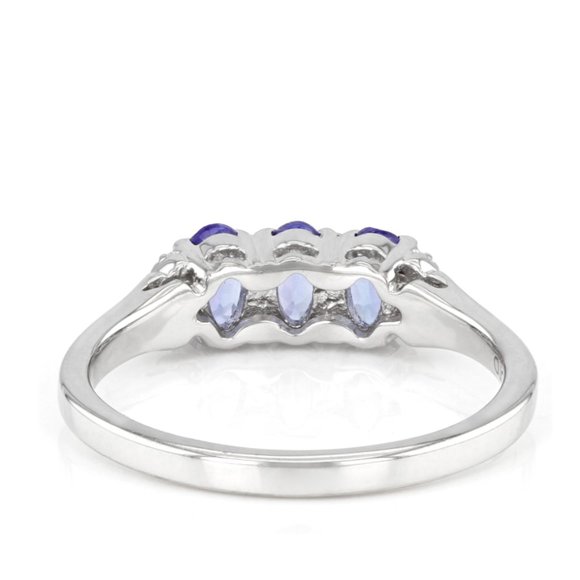 Blue Tanzanite White Diamond Accent 0.63ctw Rhodium Over Sterling Silver… - Picture 2 of 6